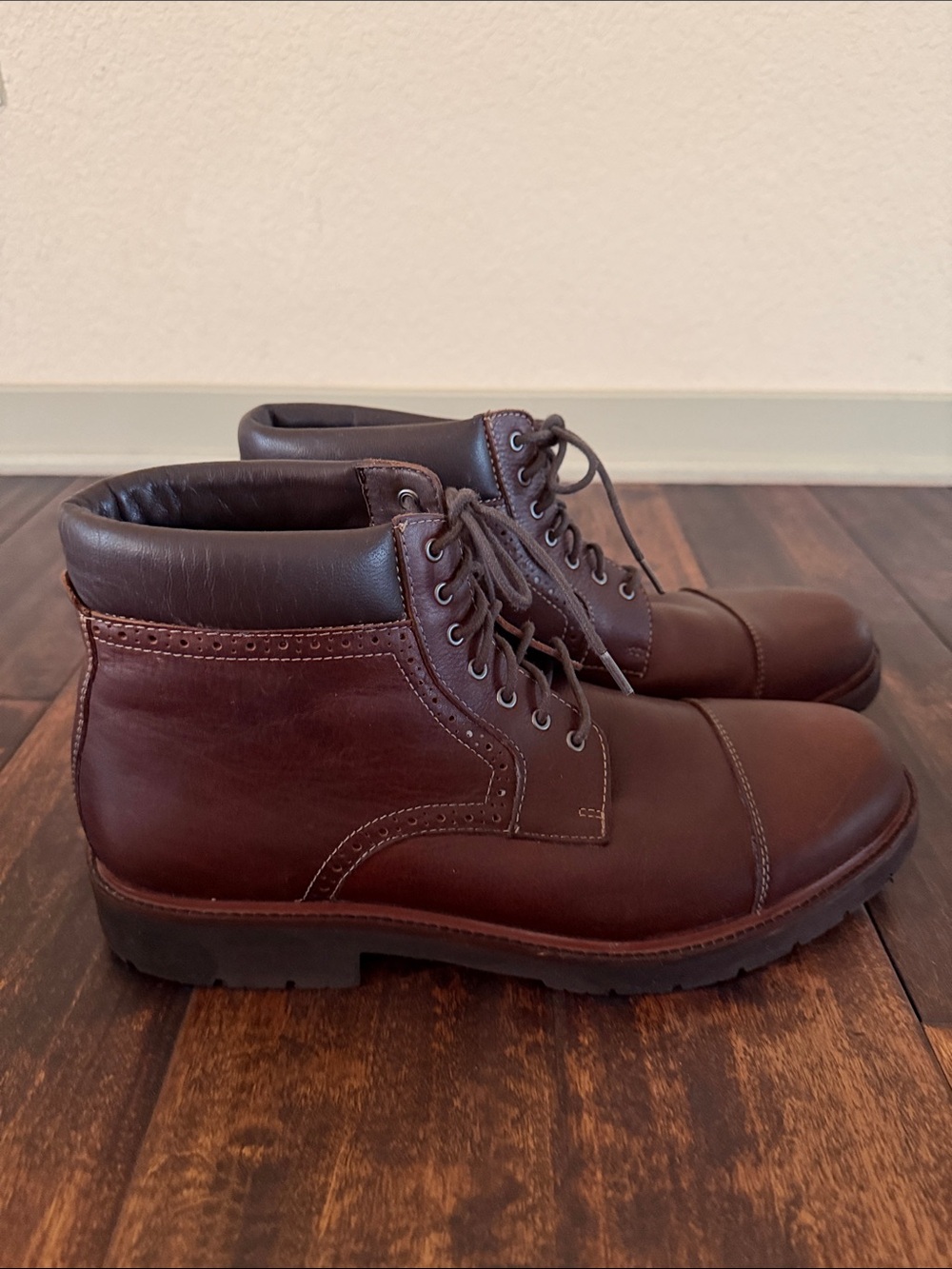 Men's Johnston & Murphy Brown Leather Lace-Up Boots, Size 11M